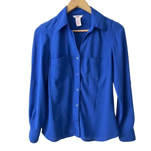 Chemise Boutonnée Candie's Femme Taille M Bleu Moyen - Coton Mélangé - Très Bon état